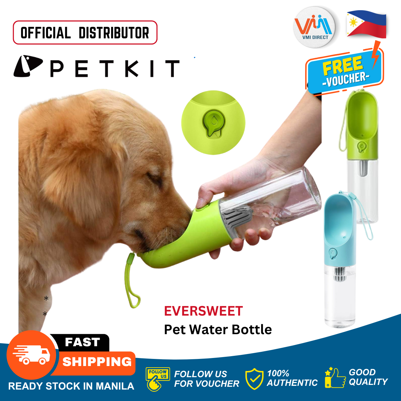 VMIDirect Eversweet Pet Water Bottle Portable Dispenser for dogs with easy-to-use design