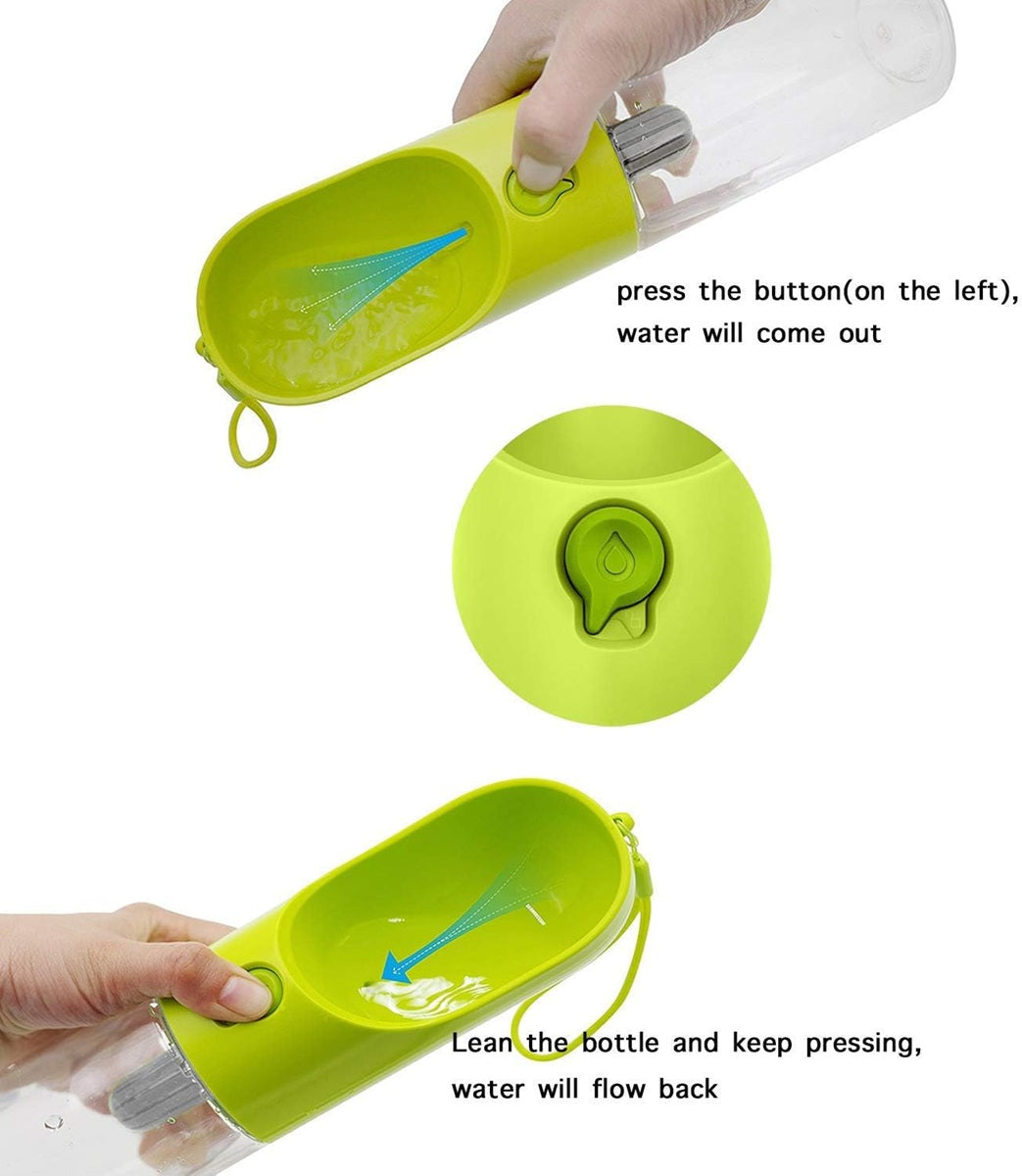 VMIDirect Pet Water Bottle Portable Dispenser with easy press button for convenient pet hydration