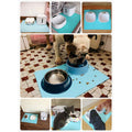 Silicone Pet Mat in light blue for food and water bowls, ideal for kitchens and pet owners