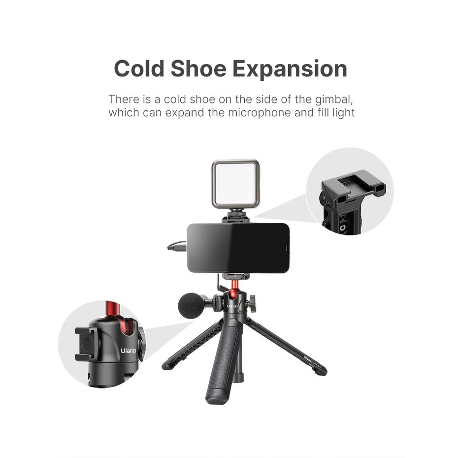 Ulanzi MT-41 2in1 Adjustable Mini Tripod with 4 Sections Extendable and Cold Shoe Mount