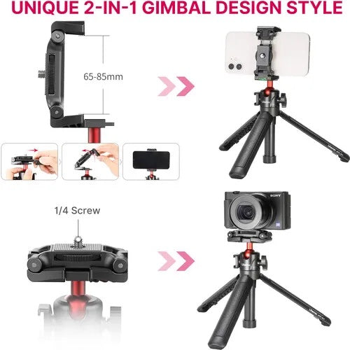 Ulanzi Multifunction MT41 2in1 Adjustable Mini Tripod with 4 Sections Extendable and Cold Shoe Mount