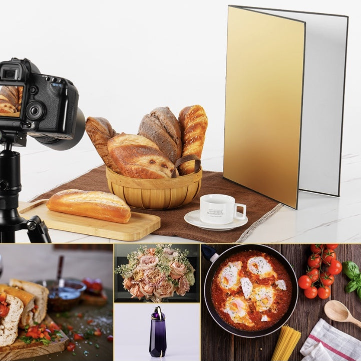 Foldable Standing Cardboard Reflector for Photography A4 (21*29cm) Gold and White (BZYA04)