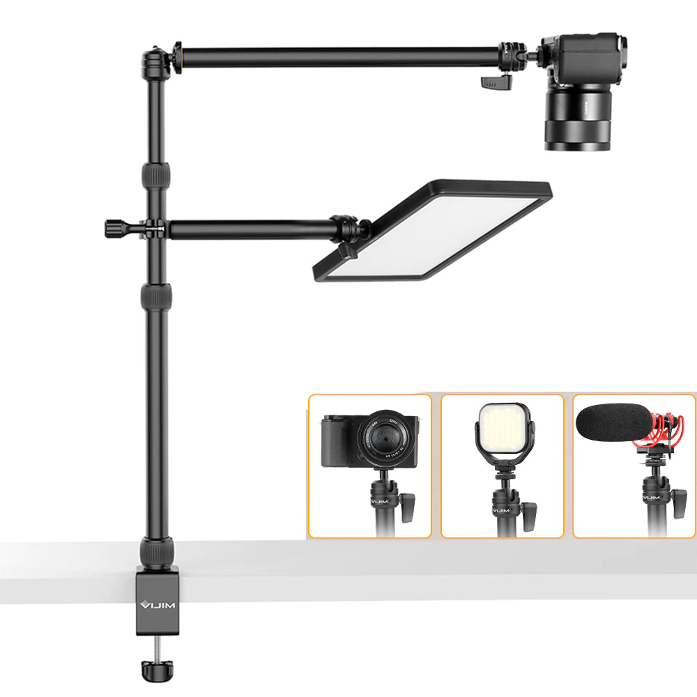 Vijim LS11 Removable Flexible Desk Stand with 3 Level Extensions up to 96cm for Vlogging