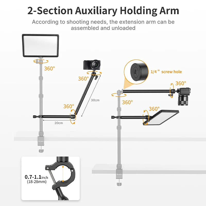 Vijim by Ulanzi LS04 Flexible Arm Stand Equipment 1-kg Capacity 18-28mm Clamp Range