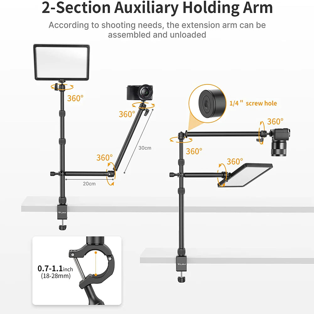 Vijim by Ulanzi LS11 Removable Flexible Desk Stand with 3 Level Extensions up to 96cm for Vlogging