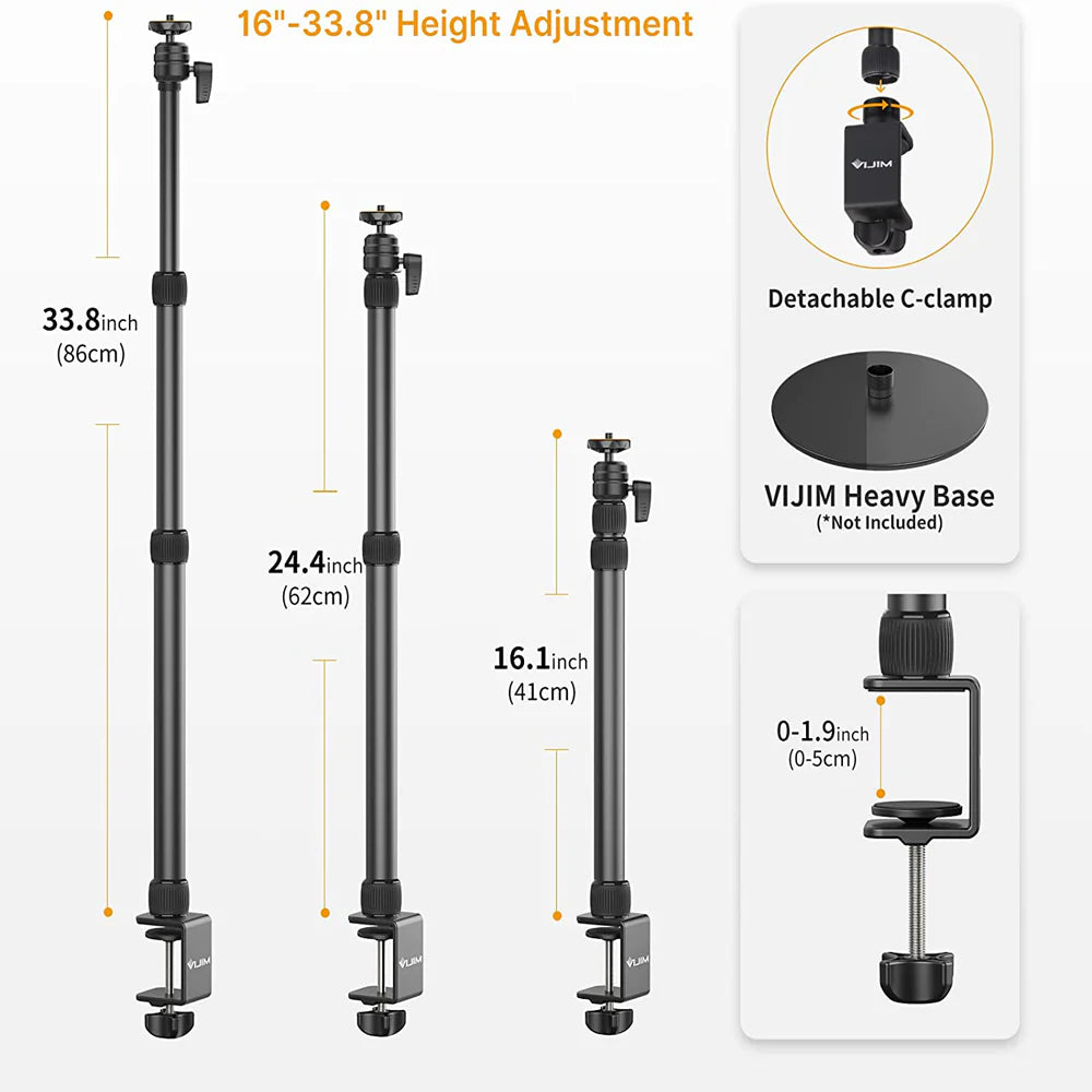 Vijim by Ulanzi LS11 Removable Flexible Desk Stand with 3 Level Extensions up to 96cm for Vlogging