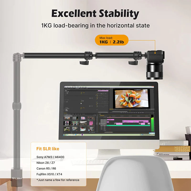 Vijim by Ulanzi LS06 Professional Live Streaming Arm Flexible Arm Extension Desk Mount Cam Stand VMI