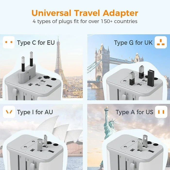 TESSAN 633FC 633UC Universal Travel Adapter International Plug Adaptor USB+Type C Fast Charging VMI