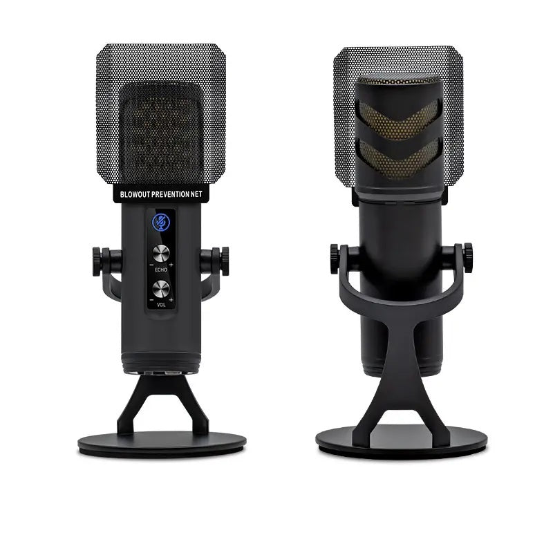 Plug and play recording microphone with adjustable stand and pop filter for clear audio quality