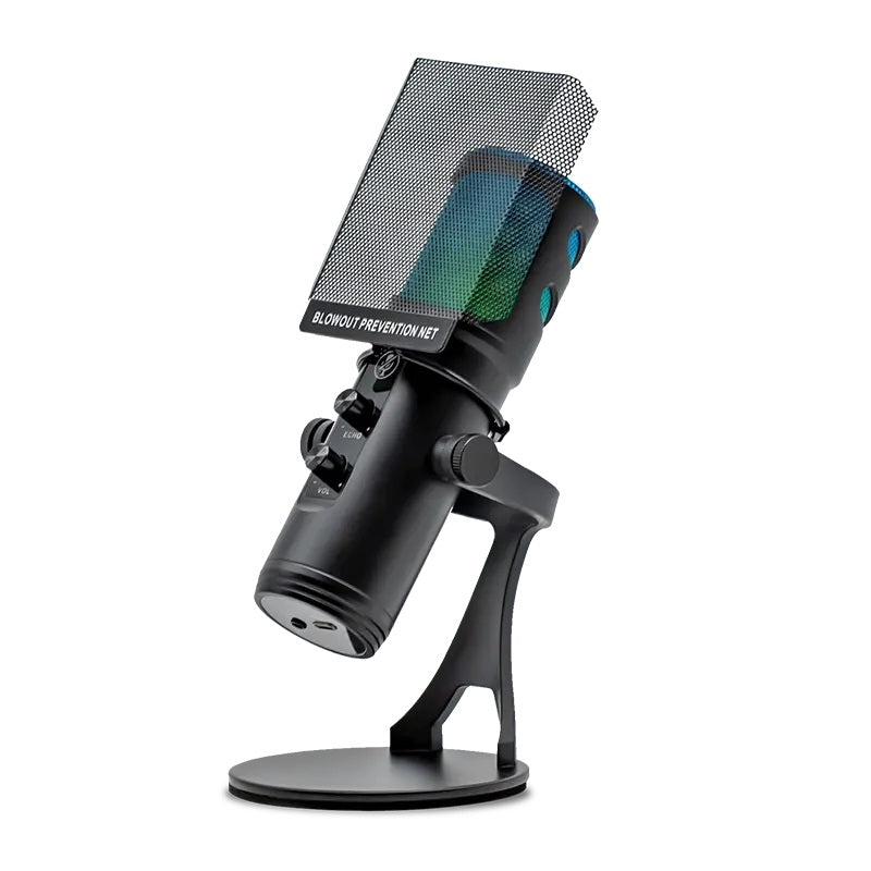 Plug and play recording microphone with adjustable stand and pop filter for clear audio quality