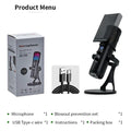 Plug and play recording microphone with USB Type-C wire and accessories for easy setup