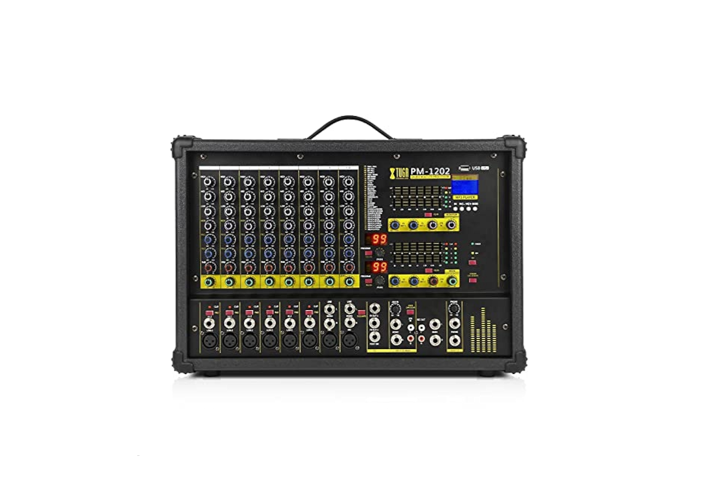 XTUGA PM1202 900W 10 Channel Stage Bluetooth Ready Power Mixer 24Bit Multi-FX Processor Dual 99 DSP
