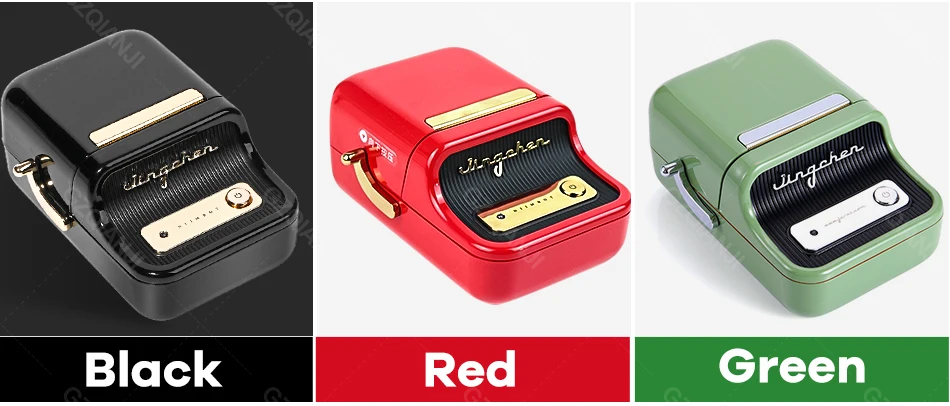 VMIDirect Portable Bluetooth Label Printer available in Black, Red, and Green with stylish design