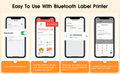 VMIDirect Portable Bluetooth Label Printer setup guide on a smartphone with easy connection steps