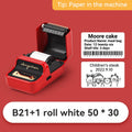 VMIDirect Portable Bluetooth Label Printer in red with open compartment and paper, ideal for labeling items