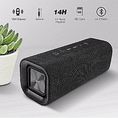 VMIDirect Portable Bluetooth Speaker with 10W Drivers and 14 Hours Playtime in Black
