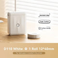 Portable Bluetooth Thermal Label Printer in white with one roll of label paper included for easy printing