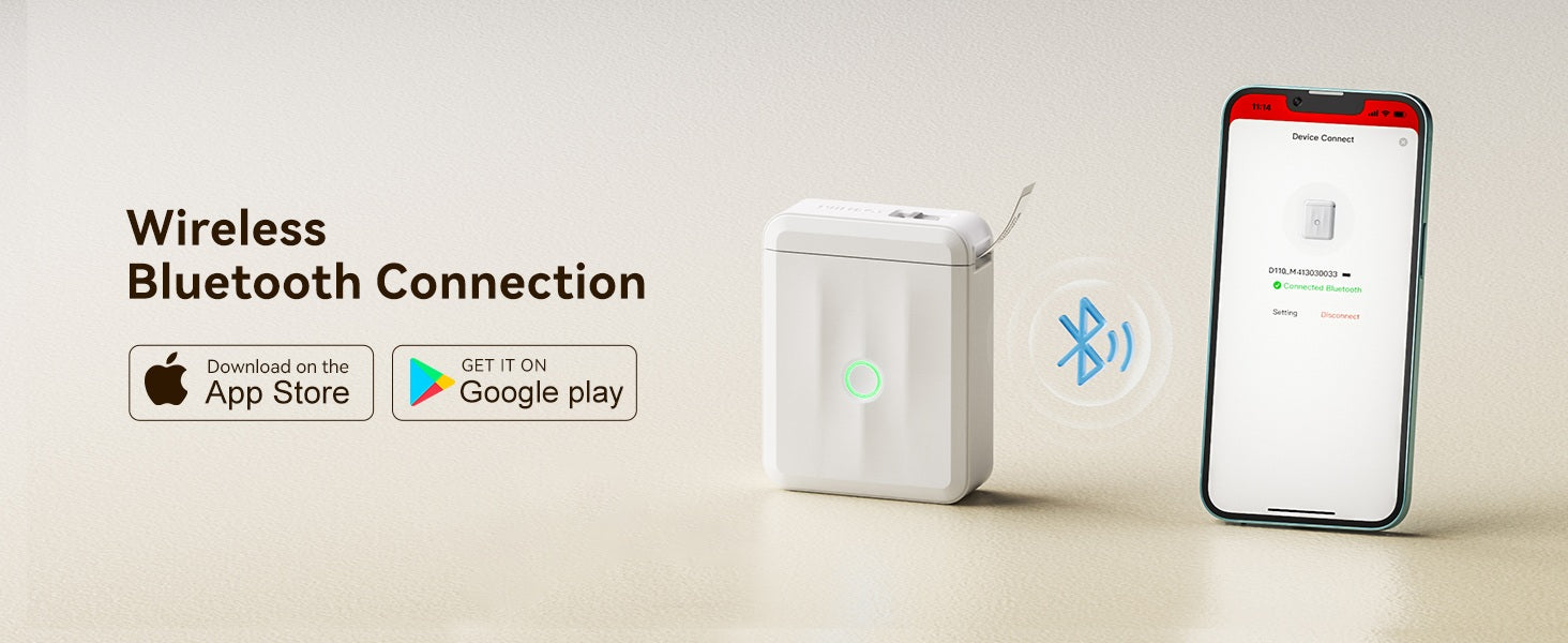 Portable Bluetooth Thermal Label Printer with wireless connection for easy printing from mobile devices