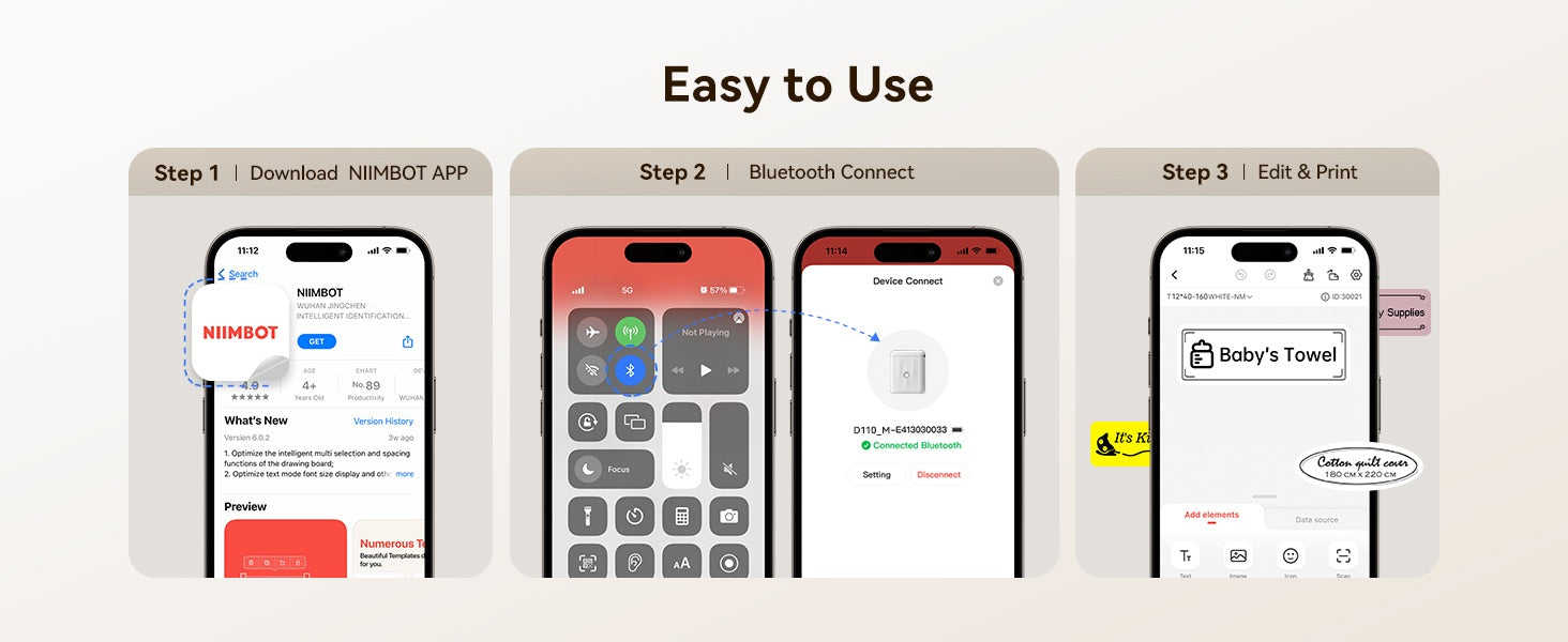 Step-by-step guide for using the Portable Bluetooth Thermal Label Printer via NIMBOT app