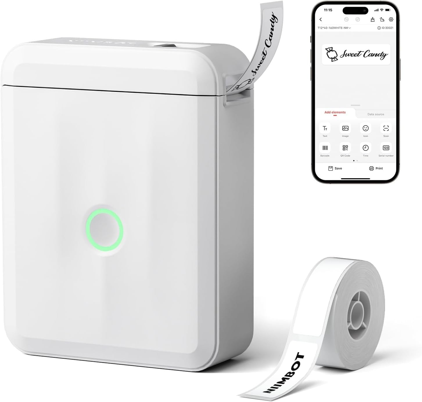 VMI Direct Portable Bluetooth Thermal Label Printer with smartphone app for easy printing