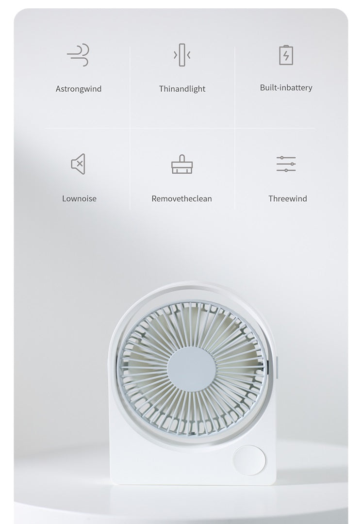 Compact VMIDirect portable desk fan with built-in battery and three wind speed options
