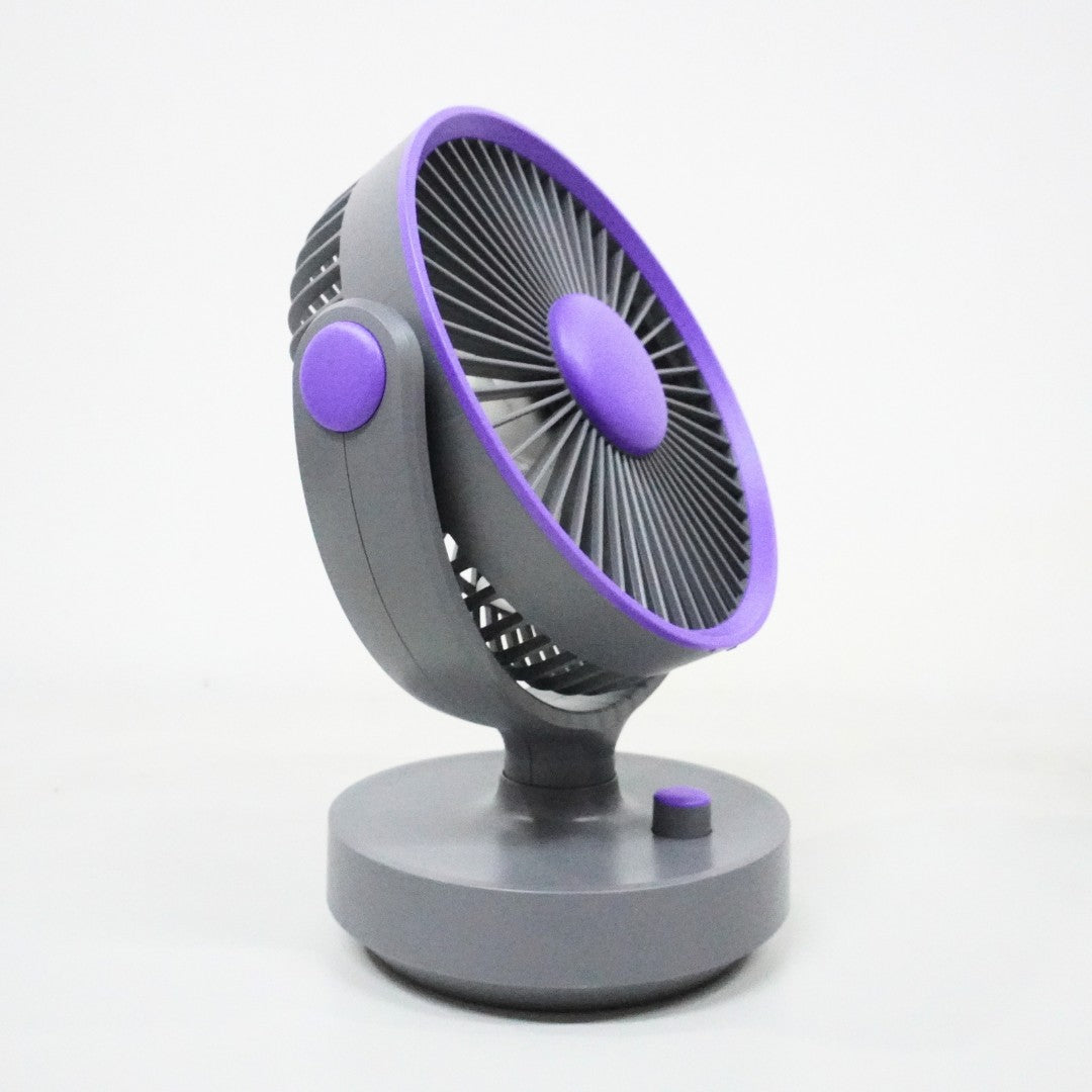 VMIDirect portable fan in gray and purple with adjustable head for personal cooling
