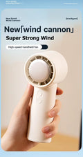 VMIDirect portable fan in white design with ergonomic handle for powerful cooling on the go