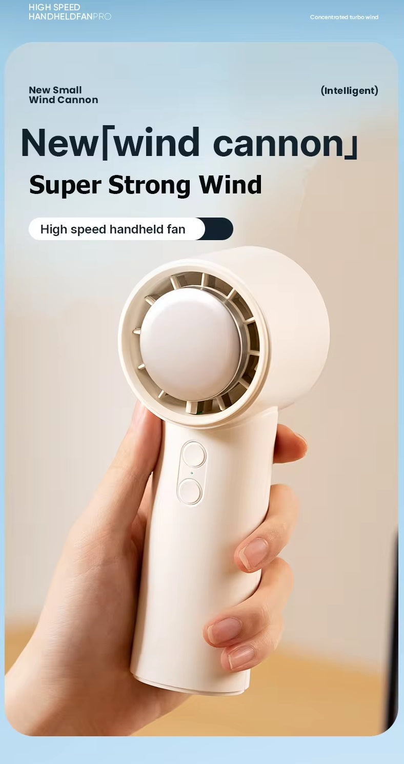 VMIDirect portable fan in white design with ergonomic handle for powerful cooling on the go