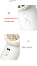 VMIDirect portable fan with physical buttons and Type-C port for convenient use