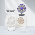 VMIDirect portable fan in white and purple, compact design for easy use on desks.