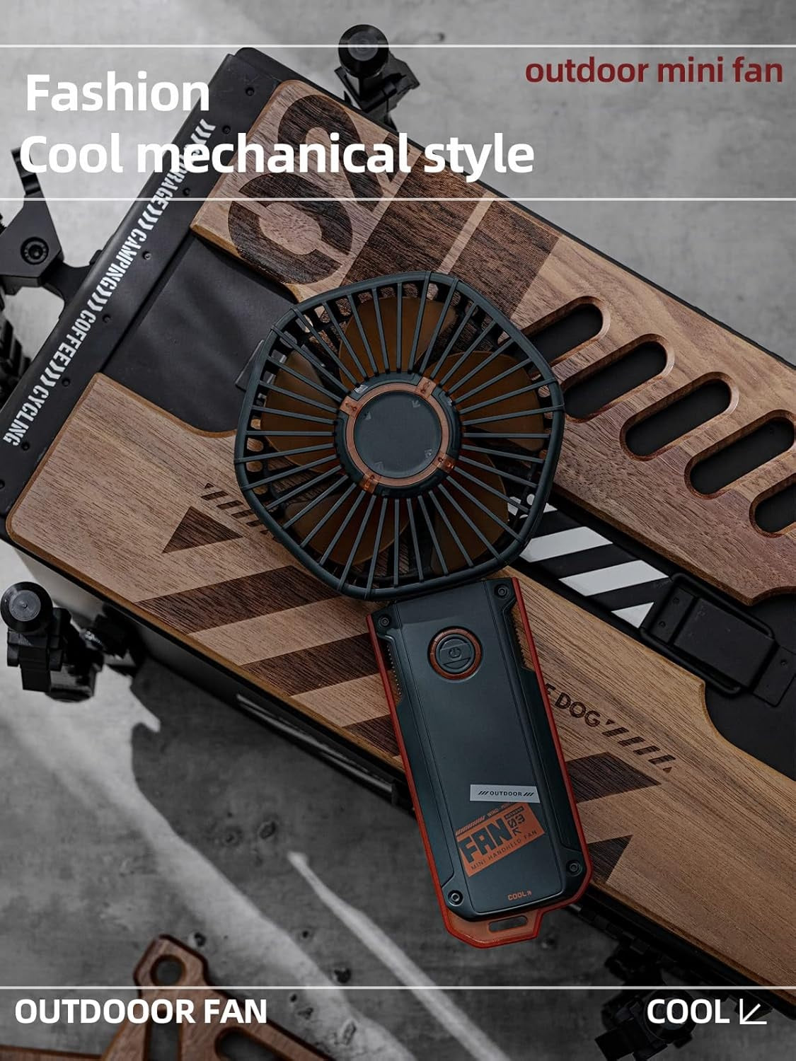 VMIDirect portable handheld fan with a stylish mechanical design for outdoor use