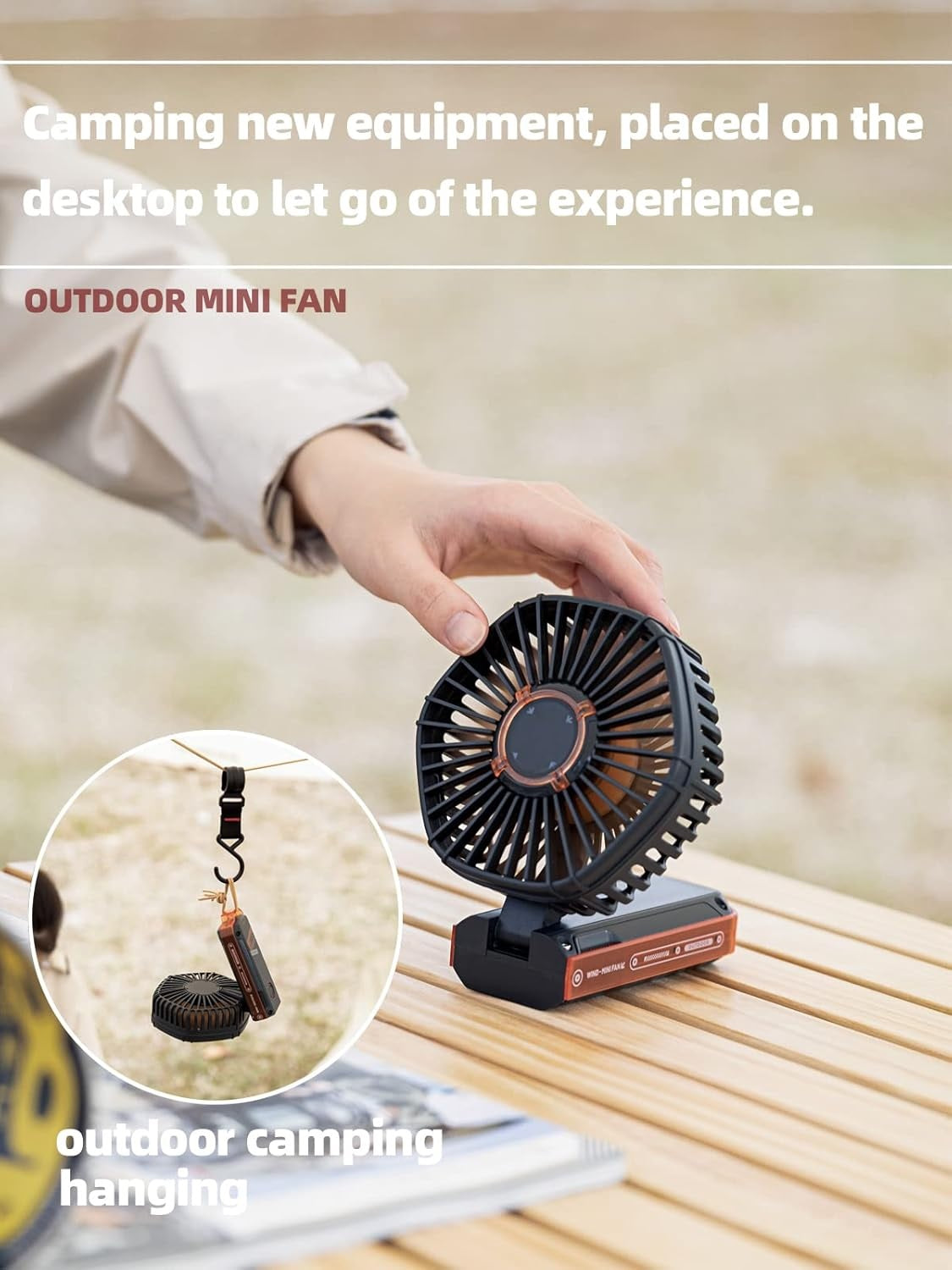 VMIDirect portable handheld fan with a compact design, perfect for outdoor camping use