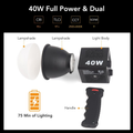 VMIDirect Portable Mini COB LED Video Light with 40W power and dual lampshade for versatile shooting