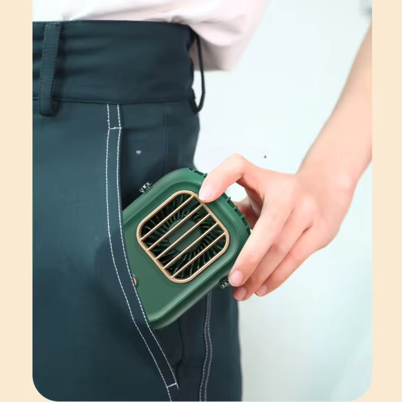 VMIDirect portable neck fan easily stored in a pocket for convenient cooling on the go