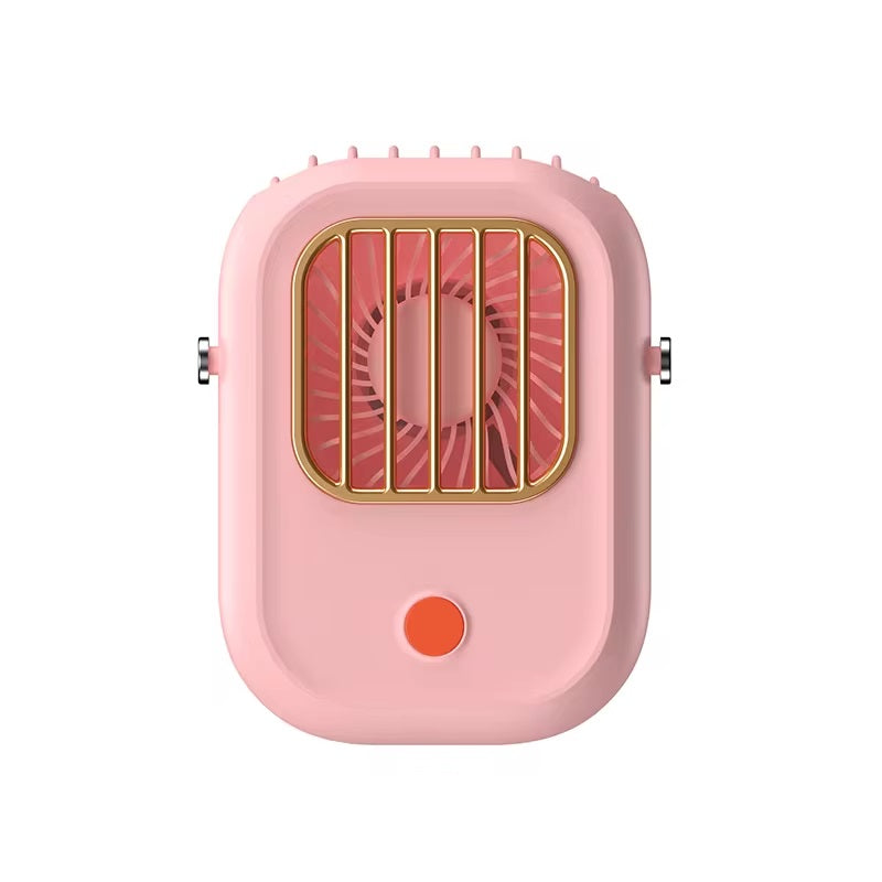 VMIDirect Portable Neck Fan in pink design with a stylish grill and easy-access button