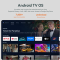 Portable screen projector with Android TV OS for streaming and entertainment