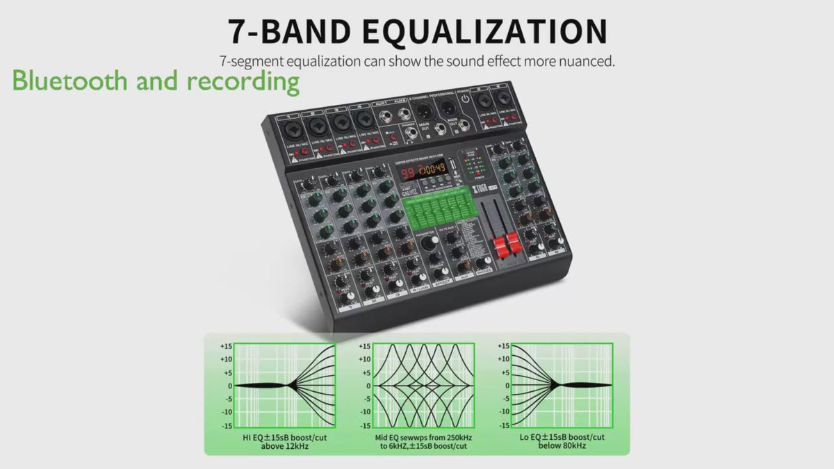 XTUGA LXT8 Bluetooth USB MP3 Mixing Console Mixer VMI