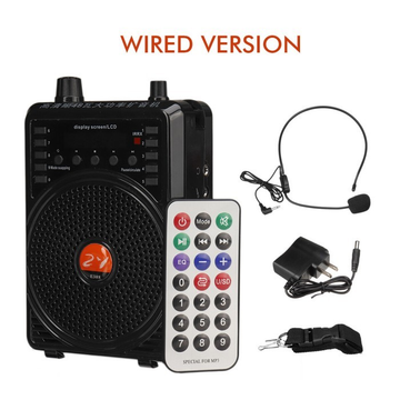 Portable Voice Amplifier Headset Mic with wired version, remote control, and accessories included