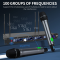 Professional 4 channel wireless microphone system with multiple frequency support for clear audio