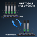 Professional 4 channel wireless microphone system with UHF and true diversity technology