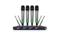 Professional 4 channel wireless microphone system with four handheld mics and audio receivers