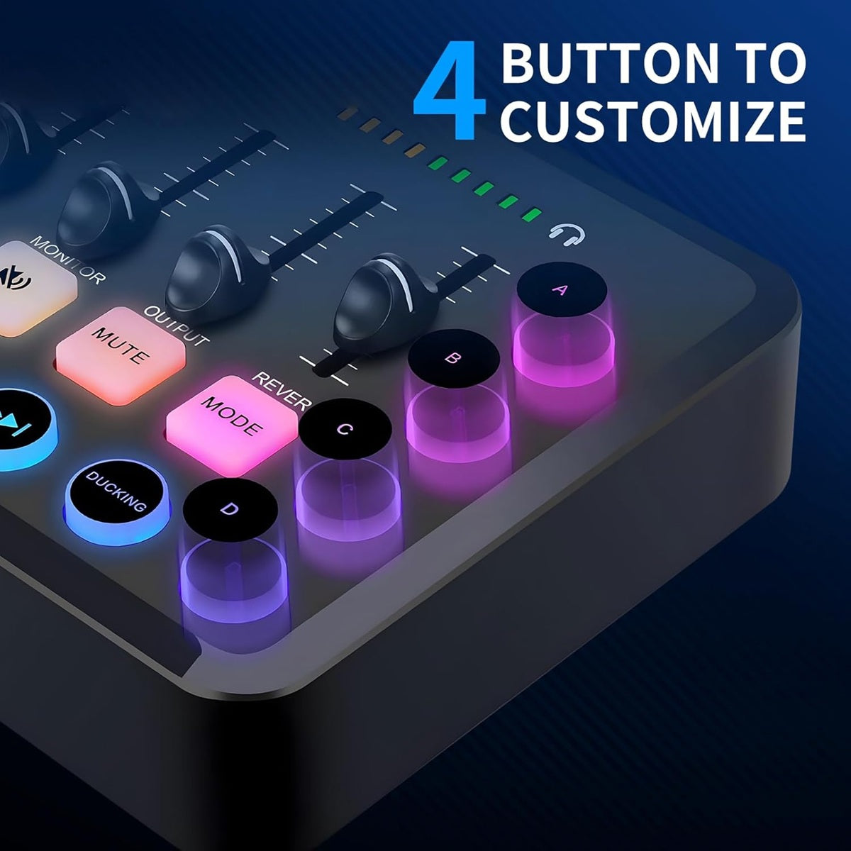 Professional audio interface for live streaming with customizable buttons and intuitive controls