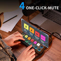 Professional audio interface for live streaming with one-click mute buttons for easy control