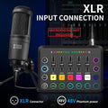 Professional audio interface for live streaming with XLR input connection and 48V phantom power