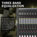 Professional digital audio mixer with Bluetooth featuring three-band equalization for enhanced sound quality