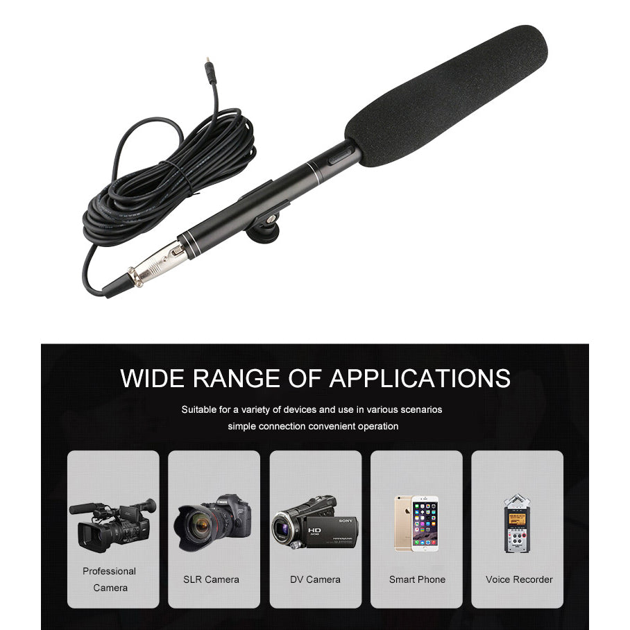 Professional handheld interview microphone with detachable cable for versatile use