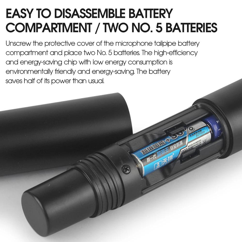 Professional karaoke mic wireless with easy to disassemble battery compartment for quick battery replacement