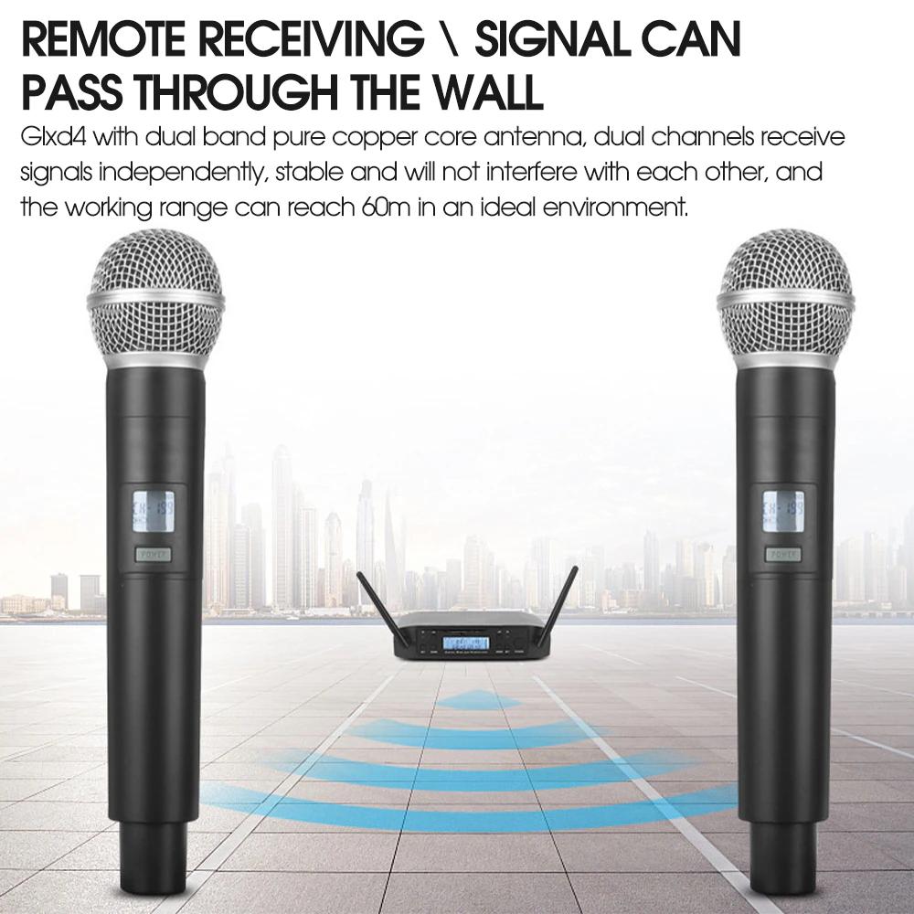 Professional karaoke mic wireless with dual band antenna for stable signal reception