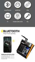 6 channel power amplifier mixer with 2 handheld wireless microphones and Bluetooth connectivity