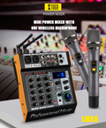 6 channel power amplifier mixer with 2 handheld wireless microphones for live performances and events